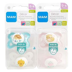 MAM 2 sucettes anatomiques silicone +6 mois
