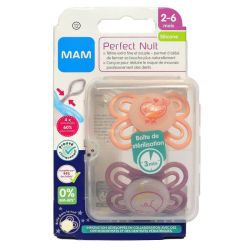 MAM 2 sucettes Perfect nuit silicone 2-6 mois