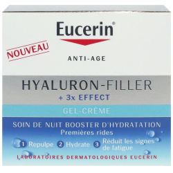 Eucerin Hyaluron Filler 3X Effect gel crème soin nuit Booster hydratation 50ml
