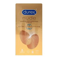 Durex Nude Extra lubrification 8 préservatifs