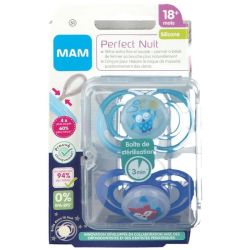 MAM 2 sucettes Perfect nuit silicone +18 mois