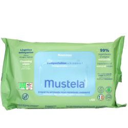 Mustela 60 lingettes nettoyantes avec parfum compostables