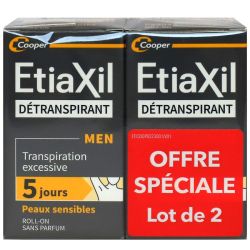 Etiaxil Homme détranspirant transpiration excessive roll-on sans parfum 2x15ml