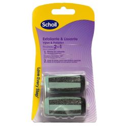 Scholl 2 rouleaux 2en1 de remplacement recharge exfoliante et lissante
