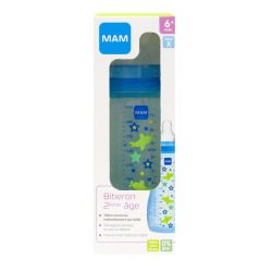 Biberon 2ème âge 6 mois et + 330ml décor bleu