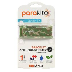 Para’Kito Bracelet anti-moustiques rechargeable Junior +3 ans Camouflage avec 2 recharges