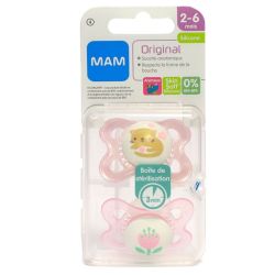 MAM 2 sucettes silicone animaux 0-6 mois