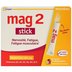 Mag 2 Stick nervosité fatigue musculaire Magnésium 300mg 30 sticks