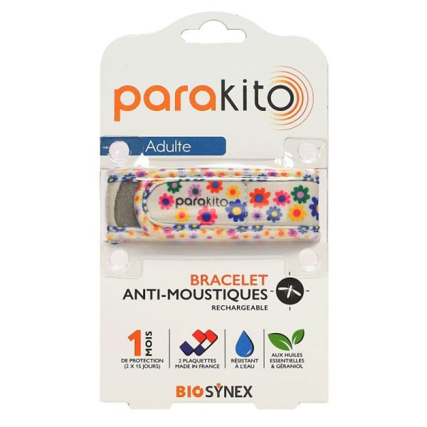 Para’Kito Bracelet anti-moustiques rechargeable adulte Fun Fleurs + 2 recharges