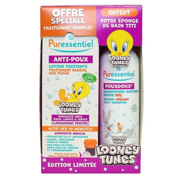 Puressentiel Coffret anti-poux Looney Tunes lotion traitante 100ml + shampoing 200ml