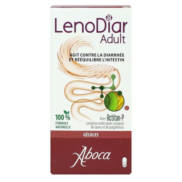 Lenodiar Adultes contre la diarrhée 20 gélules