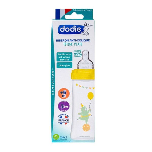 Dodie Biberon cirque débit 3 +6 mois 330ml