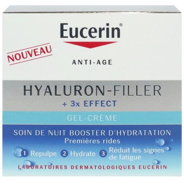Eucerin Hyaluron Filler 3X Effect gel crème soin nuit Booster hydratation 50ml