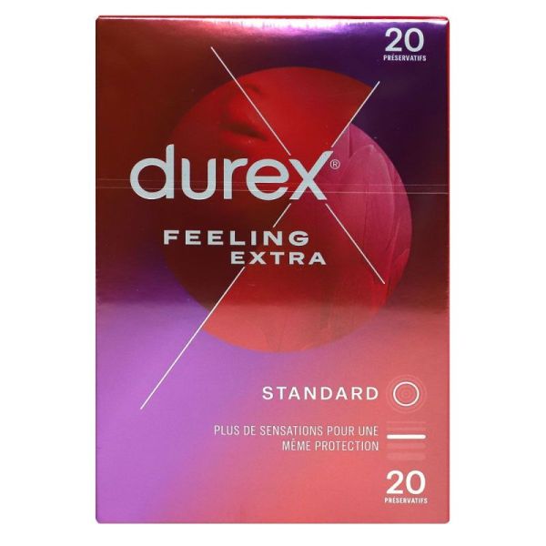 Durex Feeling Extra 20 préservatifs extra-fins et lubrifiés Standard