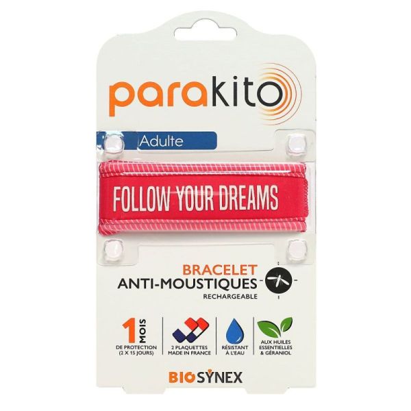 Para’Kito Bracelet anti-moustiques rechargeable adulte Follow your Dreams + 2 recharges