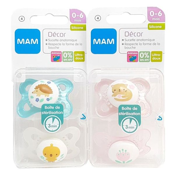 MAM 2 sucettes anatomiques silicone +6 mois
