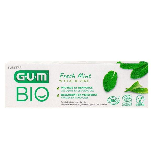 Gum Dentifrice menthe fraîche aloé vera bio 75ml