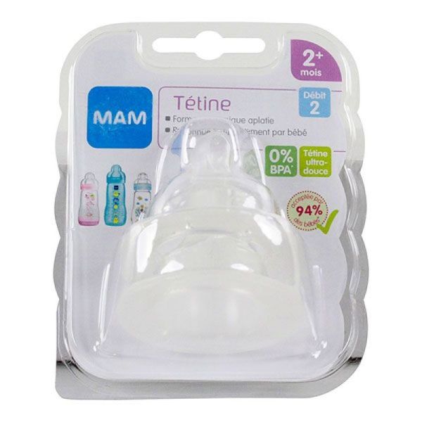 MAM 2 Tétines débit 2 moyen +2 mois