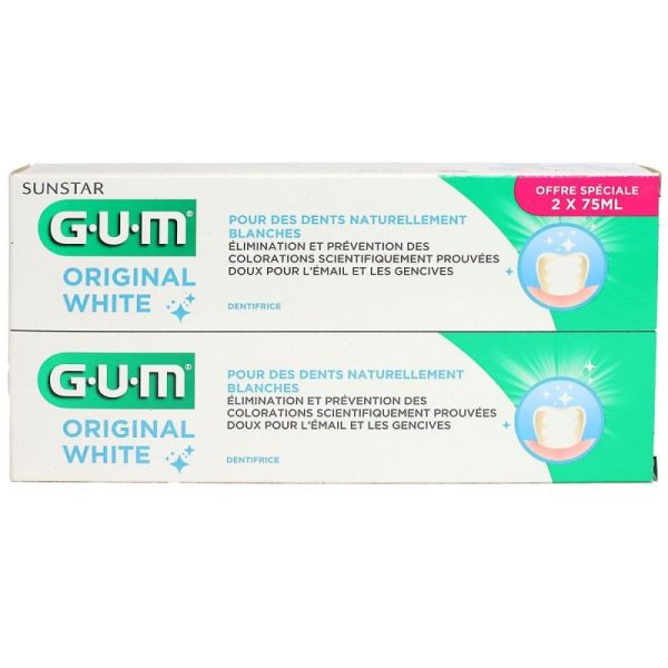 Gum Dentifrice Original White blancheur 2x75 ml
