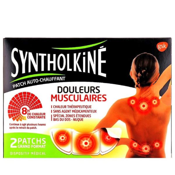 Syntholkiné 2 patchs chauffants douleurs musculaires grand format