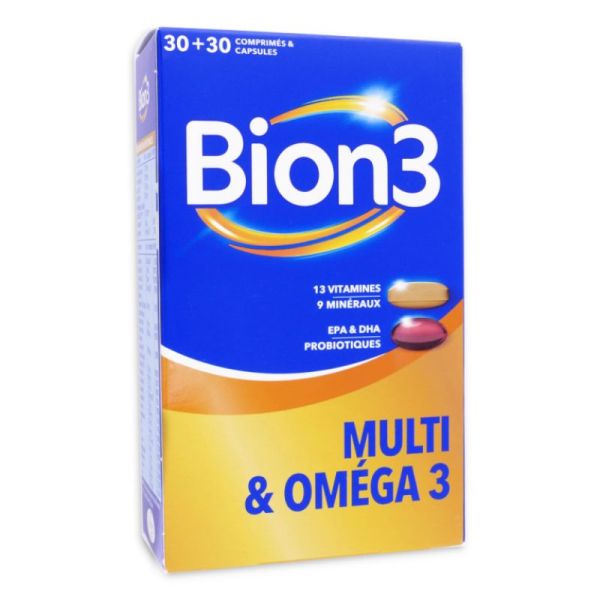 Bion3 Multi et Omega 3 vitamines et minéraux 60 comprimés et capsules