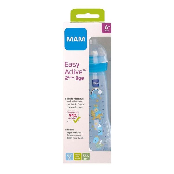 MAM Biberon Easy Active 6m+ bleu 330ml