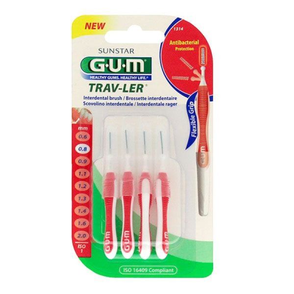 Gum Trav-ler 4 brossettes interdentaires 0.8 mm n°1314
